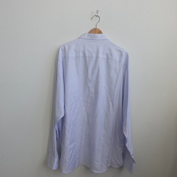 Johnston Murphy‎ Shirt Mens Size 2XL Blue Cotton Oxford Dress Plaid Button Light - Picture 6 of 8
